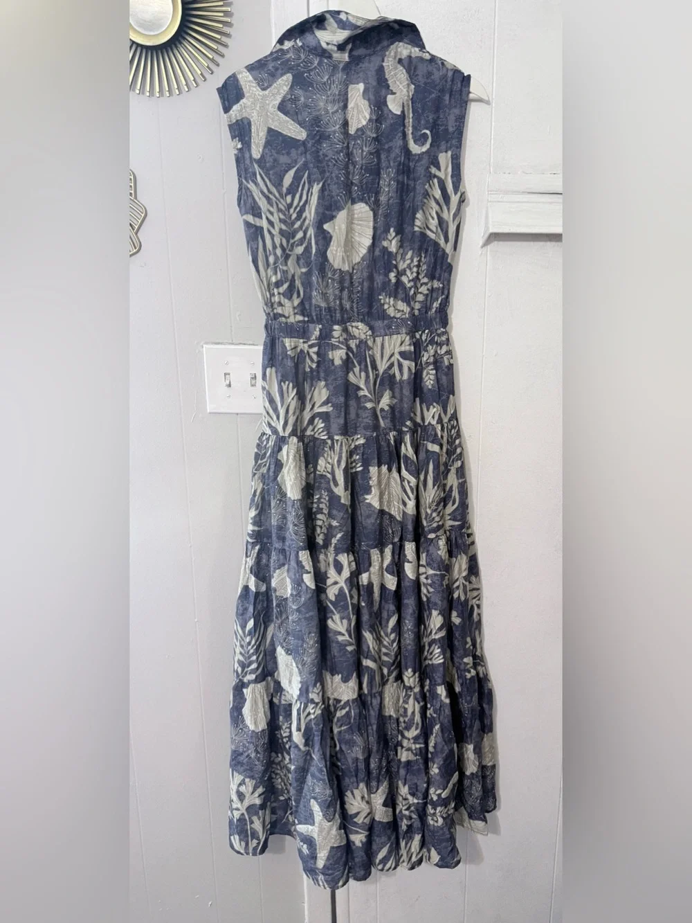 Pinch Navy & Cream Botanical Sleeveless Maxi Dress